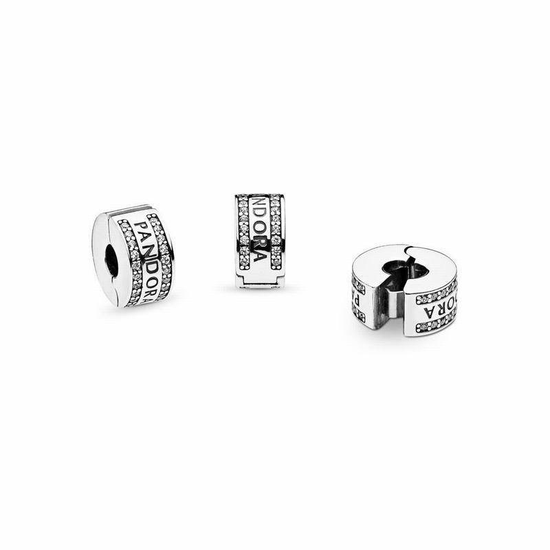 Pandora Logo Charm Ireland - Sterling Silver/Silicone/Cubic Zirconia - 152843DPH